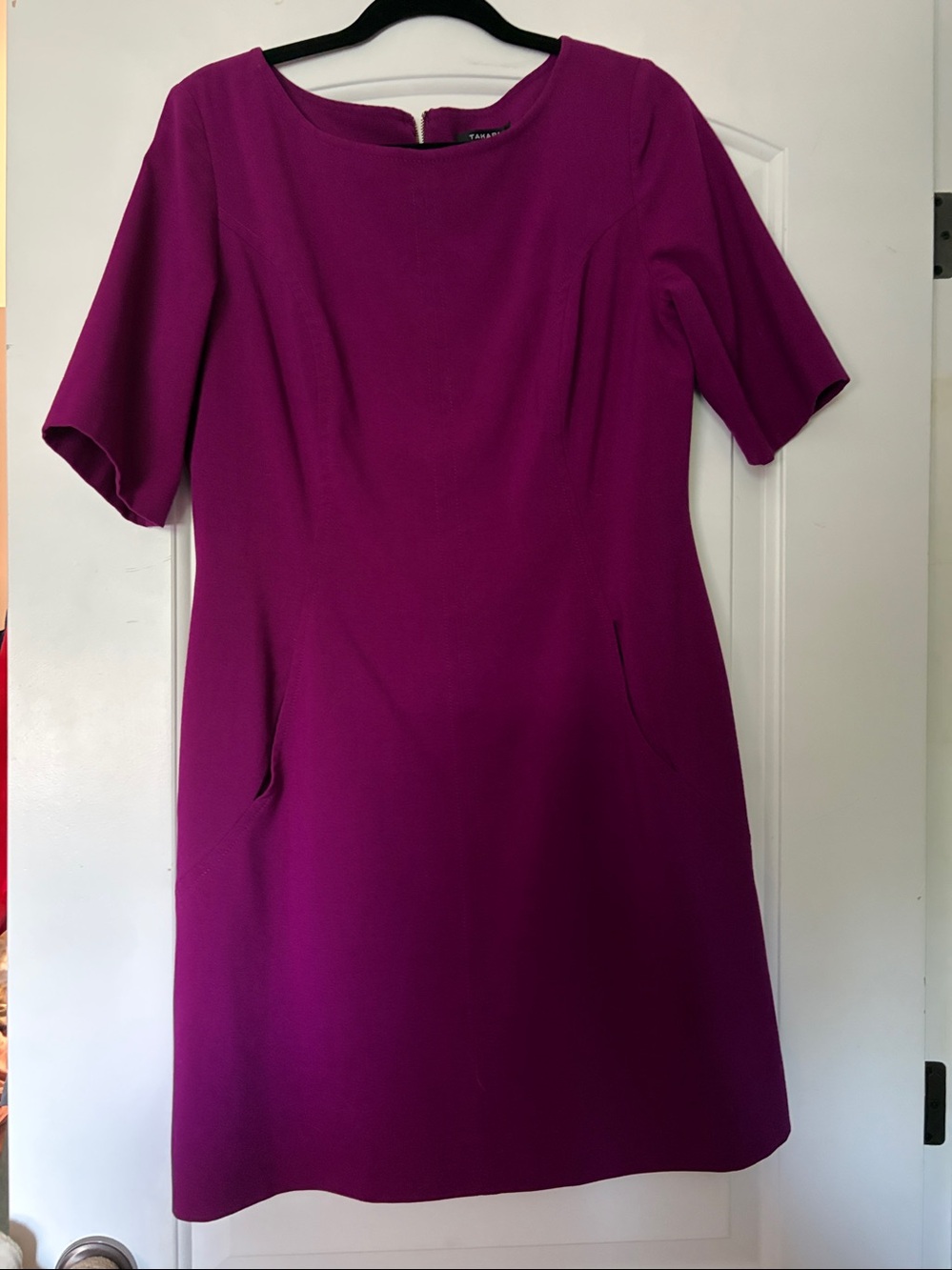 Tahari Vibrant Magenta Midi Dress